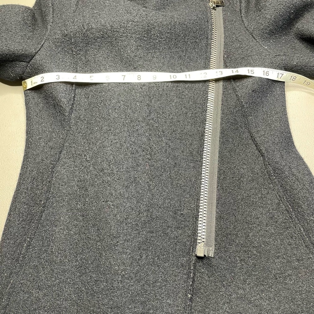 Halogen Wool Coat Jacket Mid Length‎ Asymmetrical Zip Black Petite Warm Winter S - Picture 12 of 13